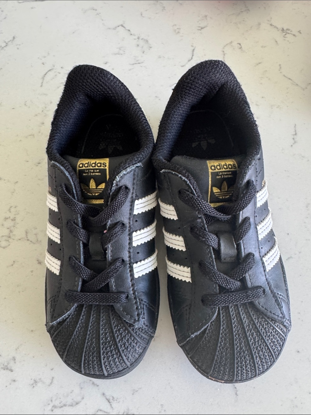 adidas Kids Black and White Retro Shell-Toe Sneakers